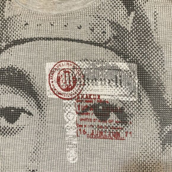 Y2K Vintage Makaveli Tupac Shakur Long Sleeve Grey Thermal Shirt Size M - Picture 11 of 13